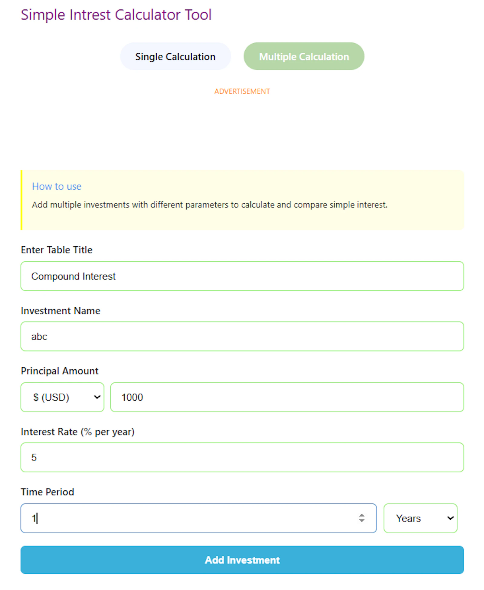 Simple Interest Calculator (Excel/PDF) screenshot 3
