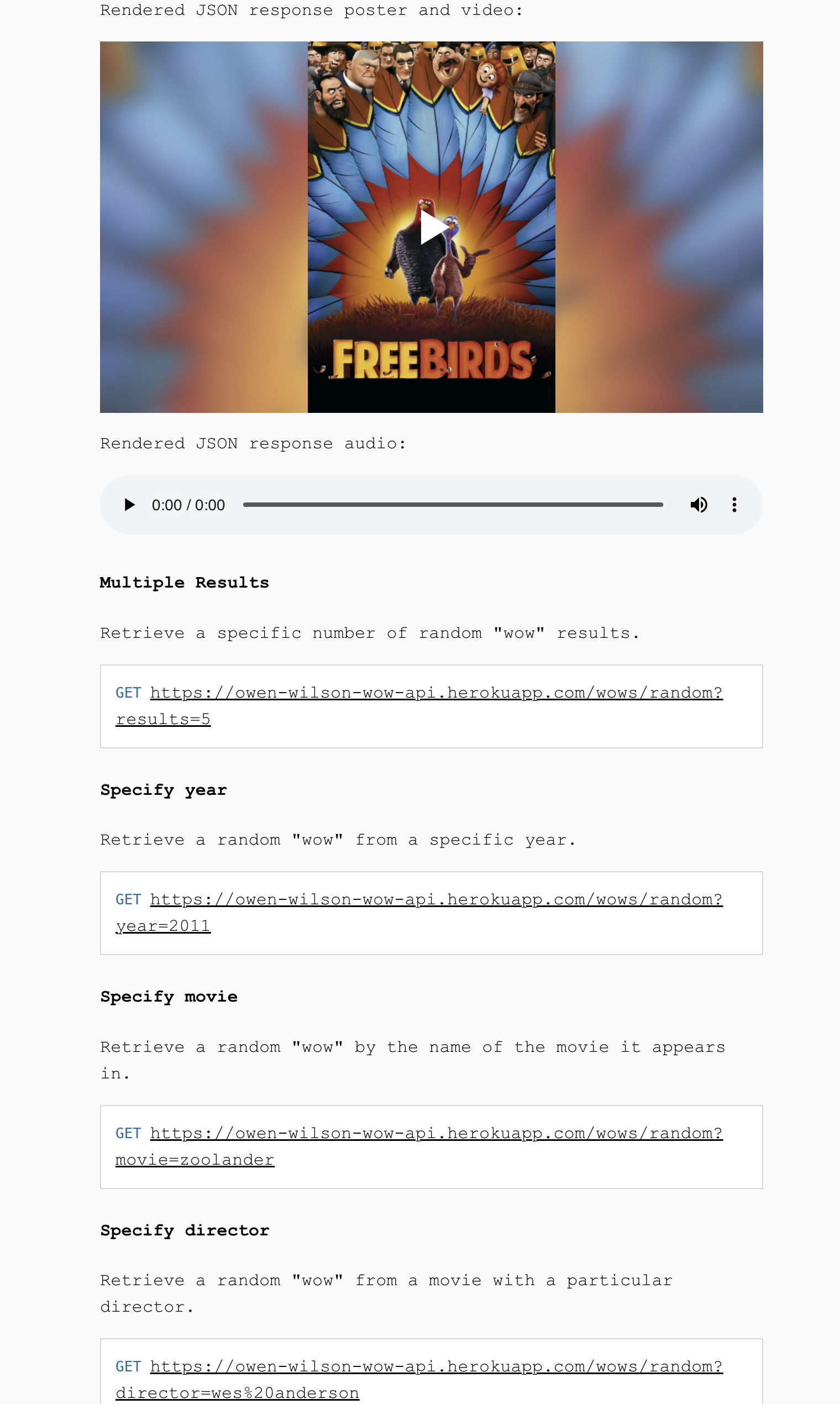 Owen Wilson Wow API gallery image