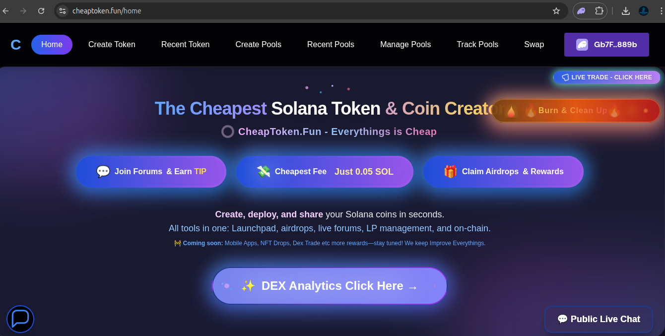 Mídia 2 de Criador de token mais barato de todos os tempos - Criador de token Solana mais barato e mais rápido - sem código, grátis