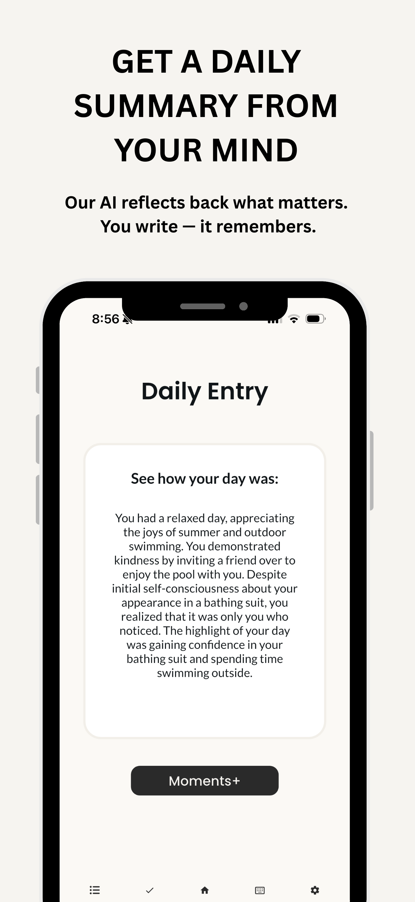Moments Daily - Main product screenshot demonstrating key features and user interface