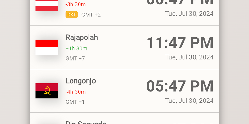 Time Travel: World Clocks