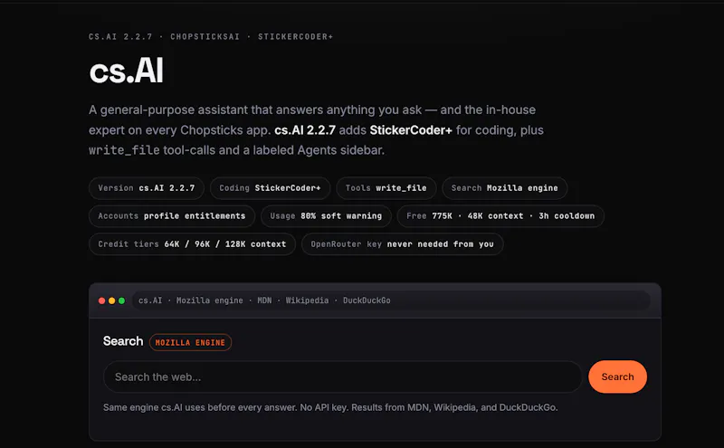 cs.AI (ChopsticksAI) screenshot 1