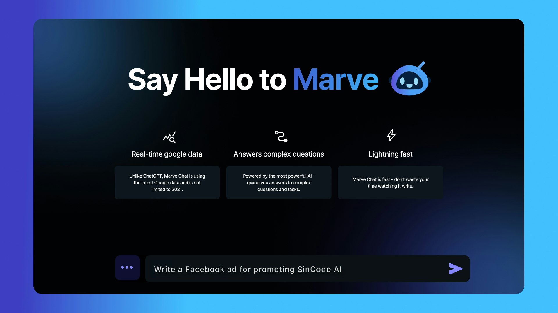 Marve Chat von Sincode AI - Eine Google Powered Chatgpt -Alternative mit promptem Bibliothek Medien 1