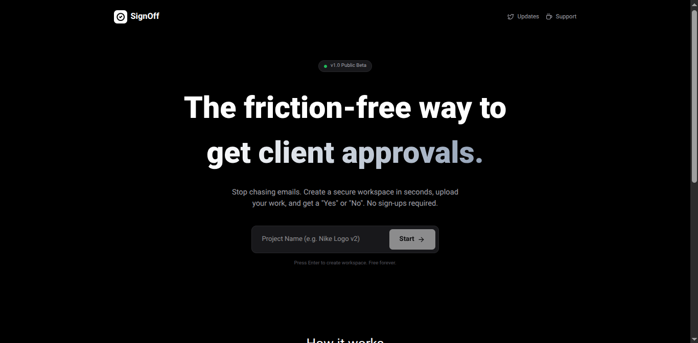 Signoff - Main product screenshot demonstrating key features and user interface