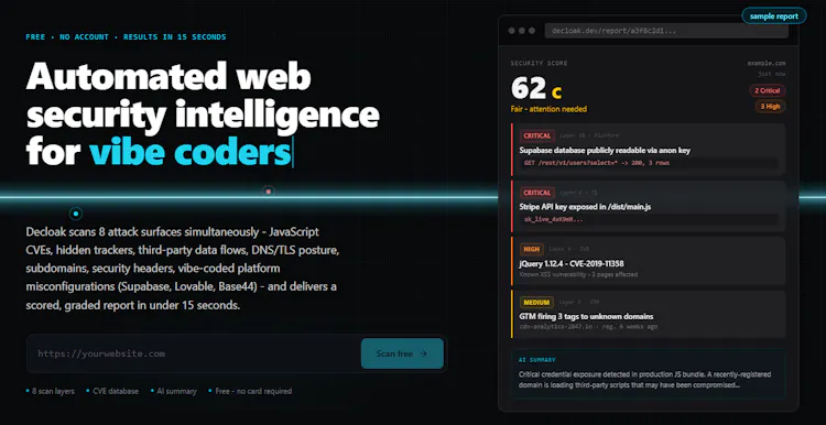 Decloak - Web security intelligence