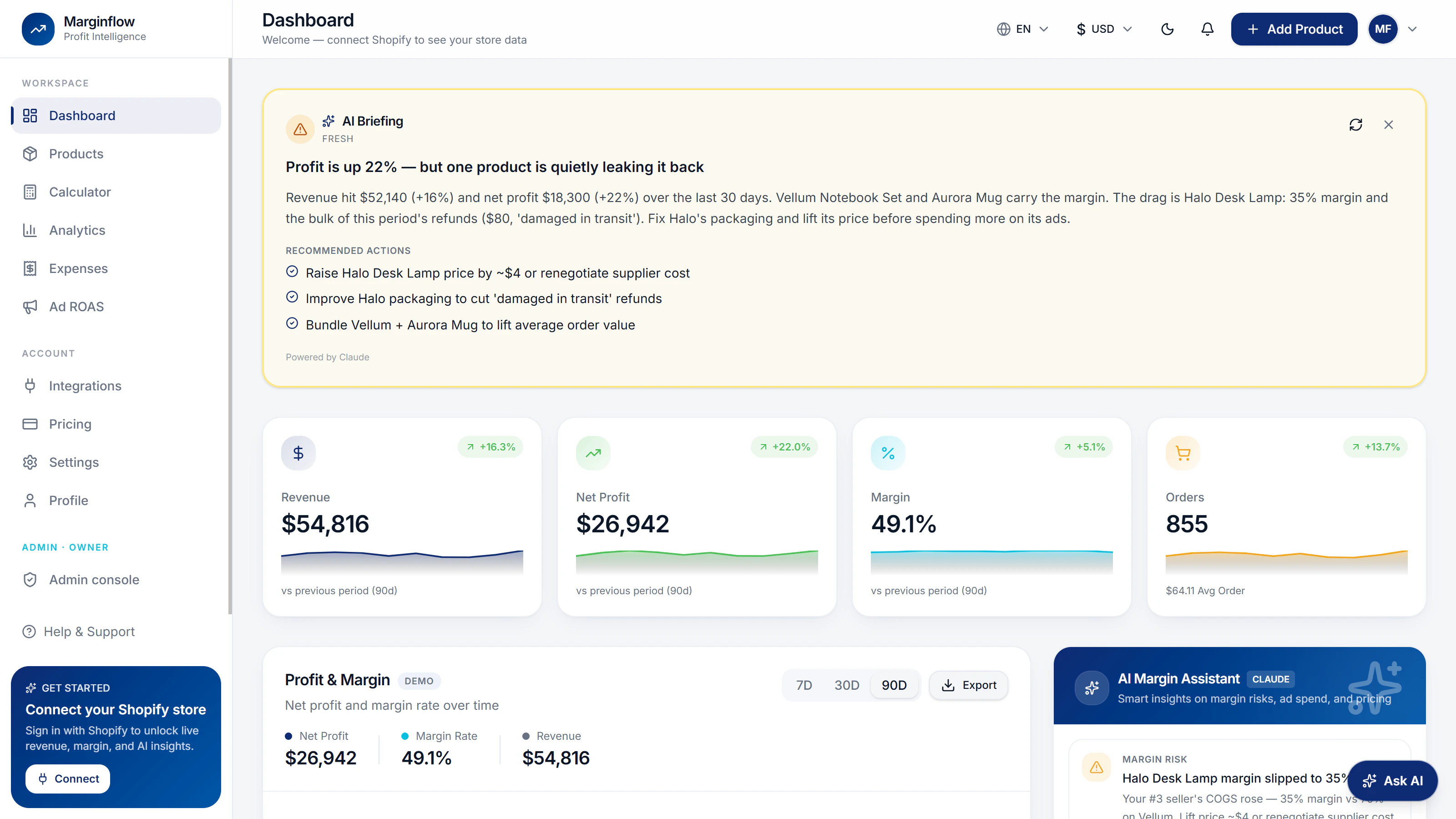 Dashboard — Marginflow 截图 2