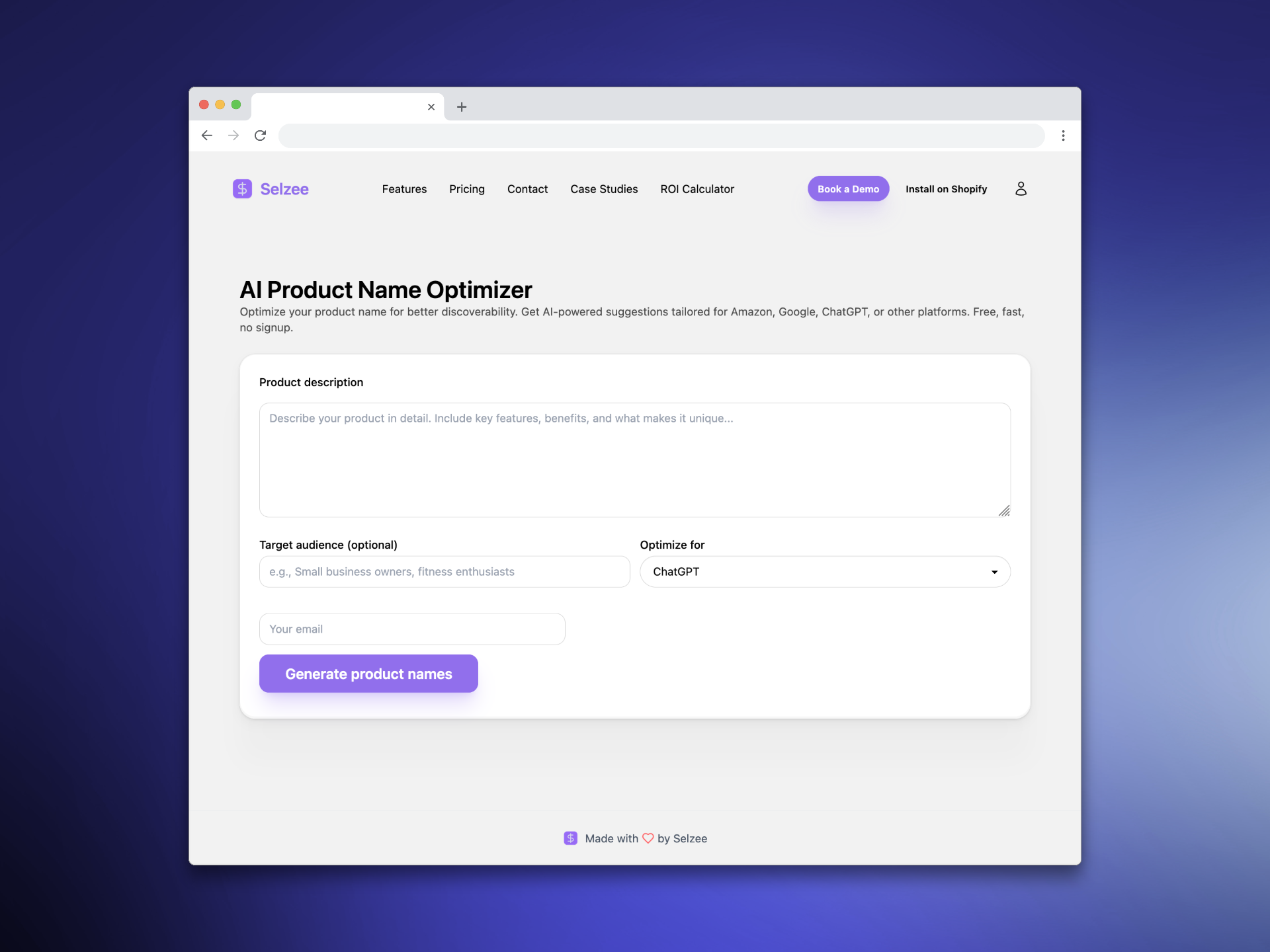 Product Name Optimizer - Main screenshot showing features and interface