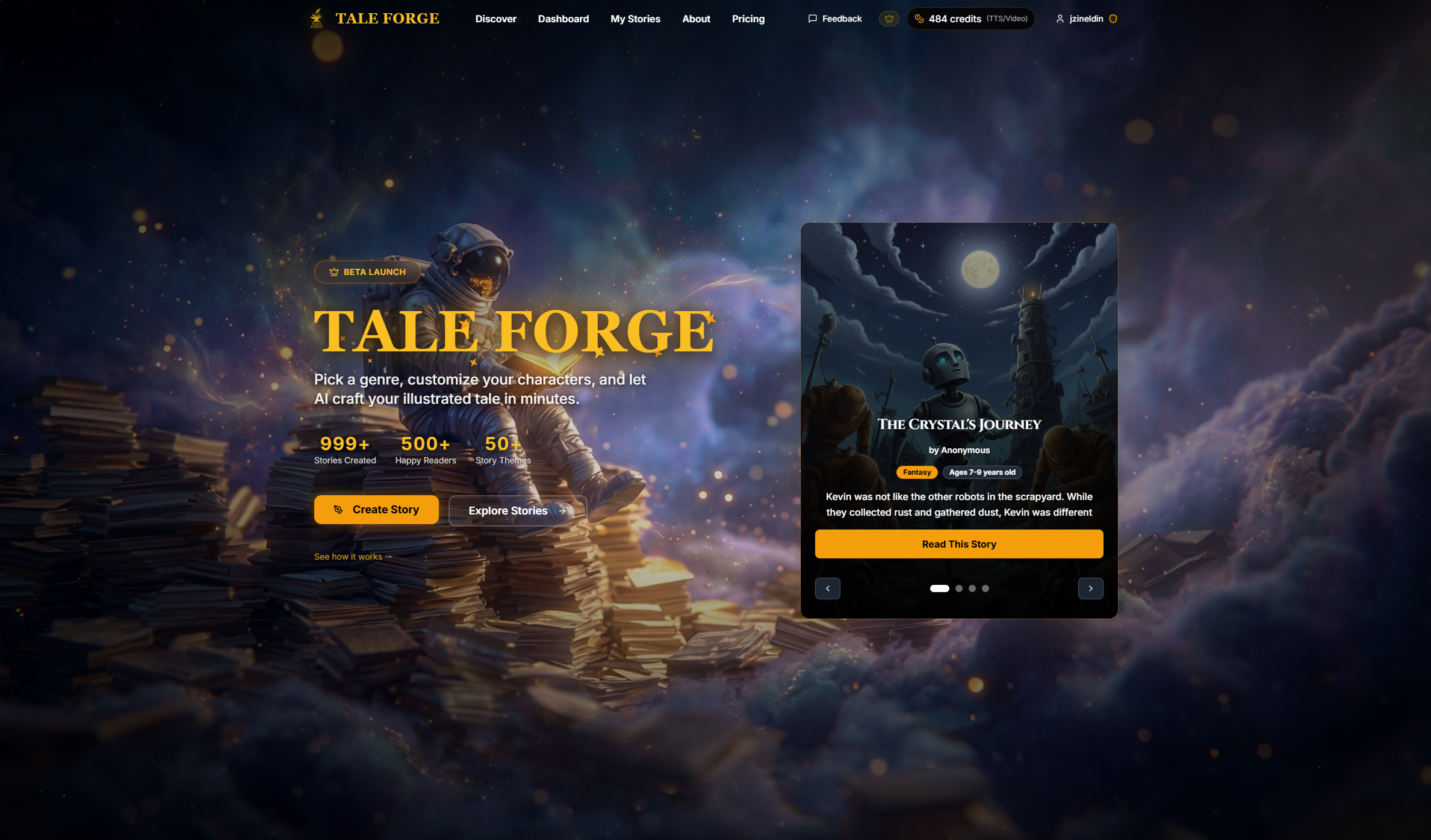 Tale Forge - Main product screenshot demonstrating key features and user interface