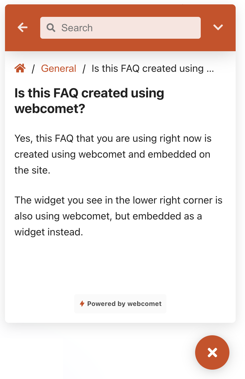 Mídia 1 de WebComet FAQ - Crie, gerencie e publique perguntas frequentes para sites e aplicativos
