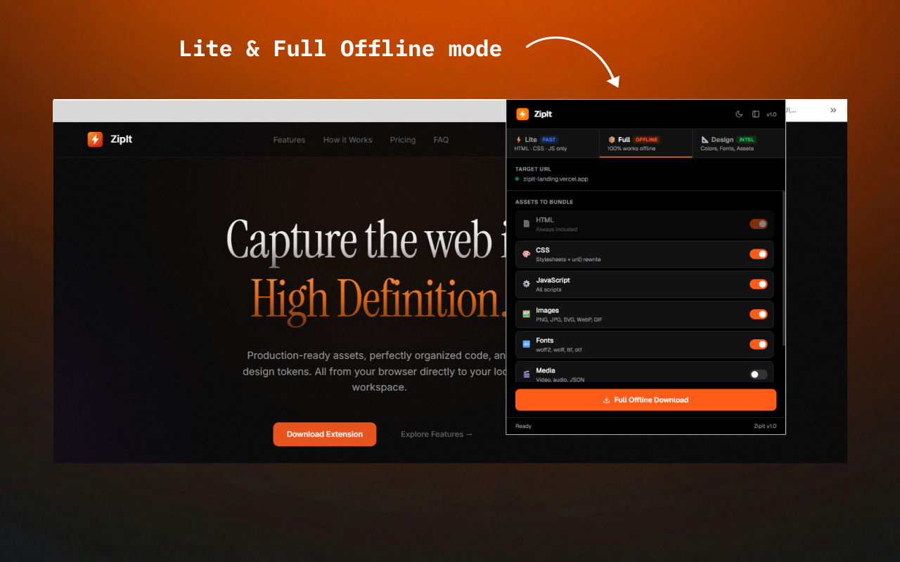 ZipIt  - Main product screenshot demonstrating key features and user interface