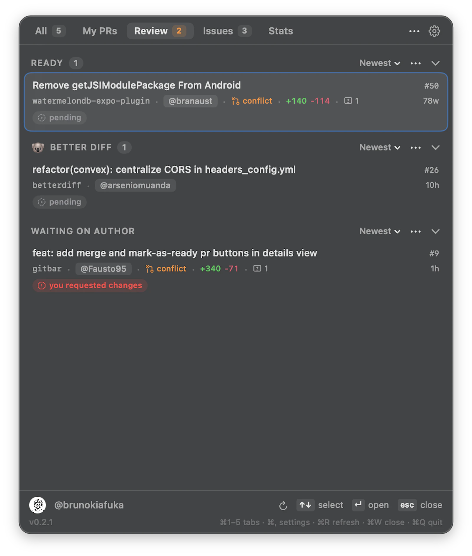 Gitbar screenshot 2
