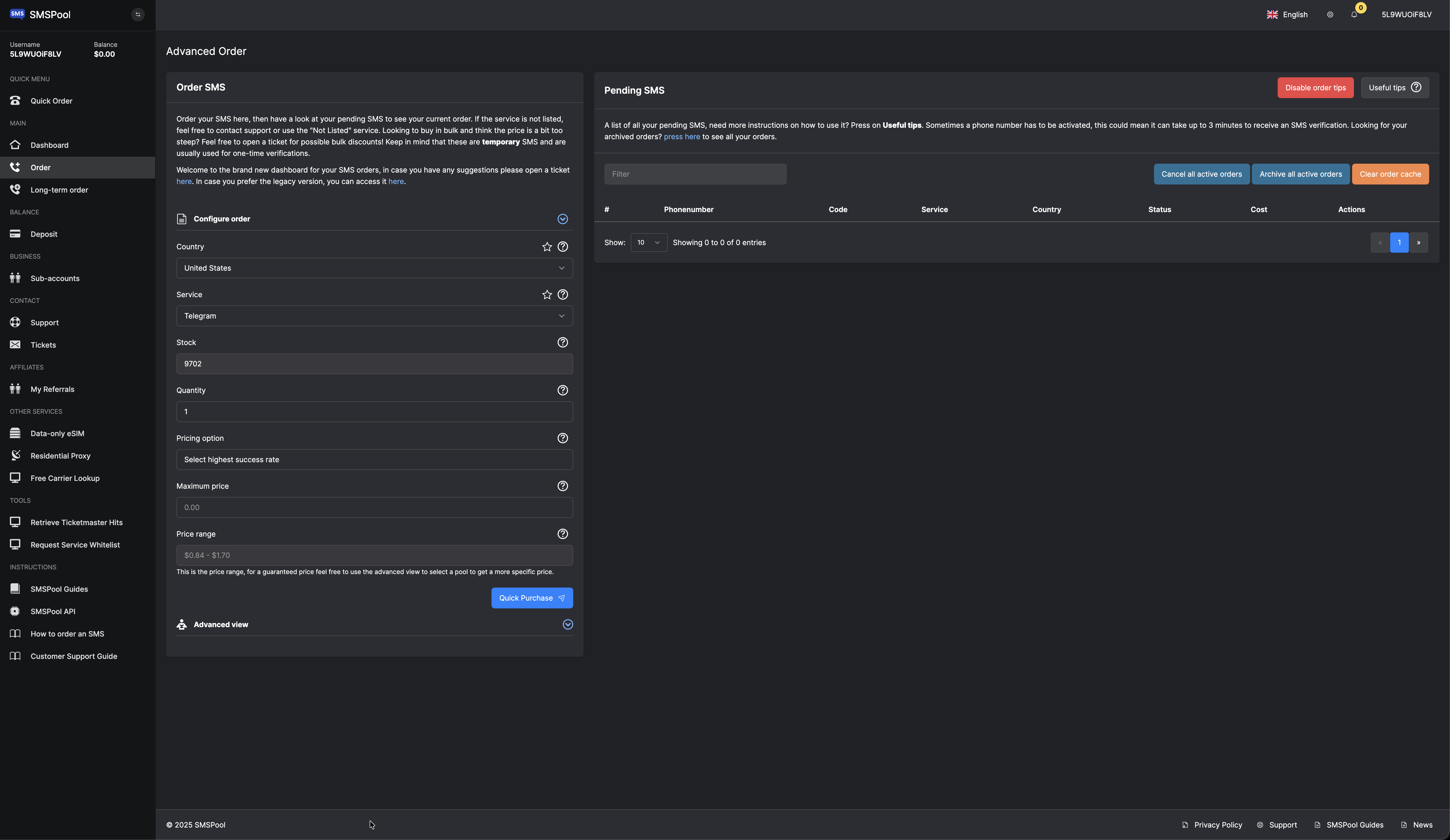 SMSPool.net - Screenshot 2 showing product features and functionality