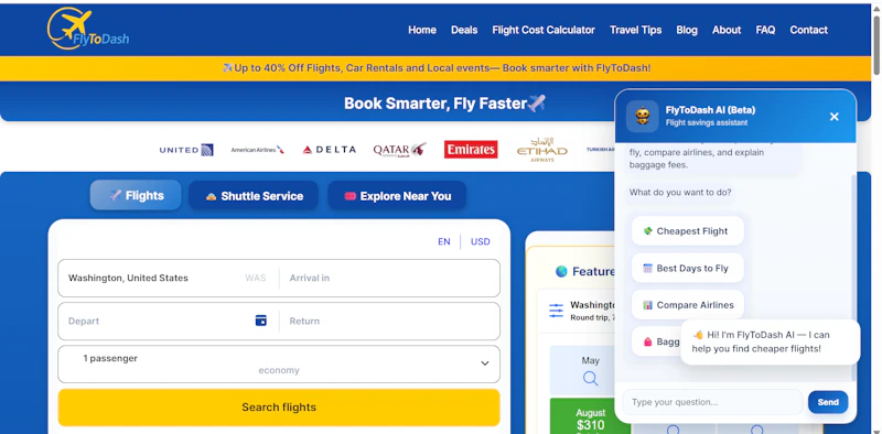 FlyToDash AI Flight Chatbot screenshot 2