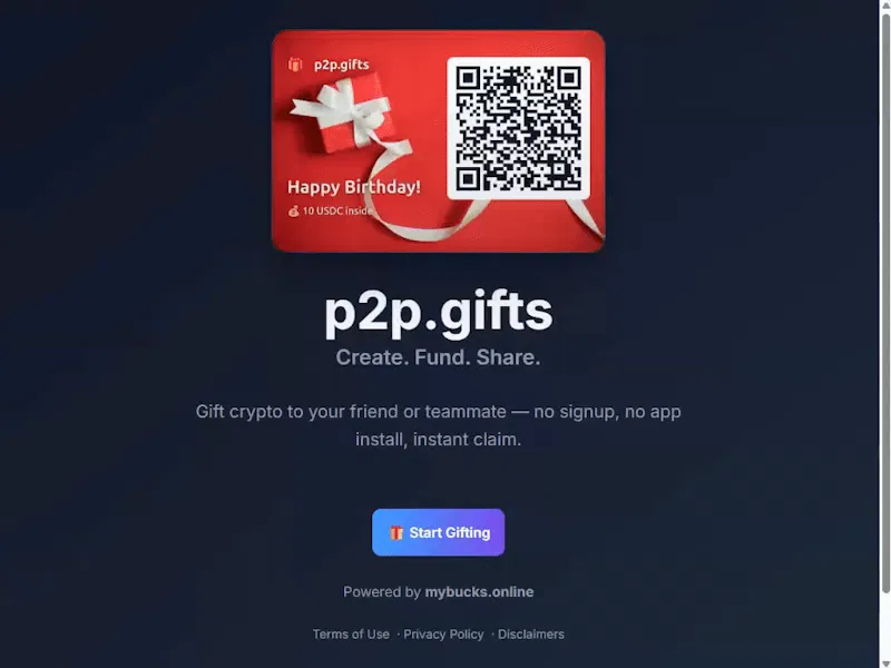 p2p.gifts screenshot 1 (video preview)