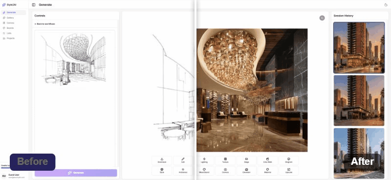 Style2ai - your ai copilot in design - Screenshot 2 showing product features and functionality