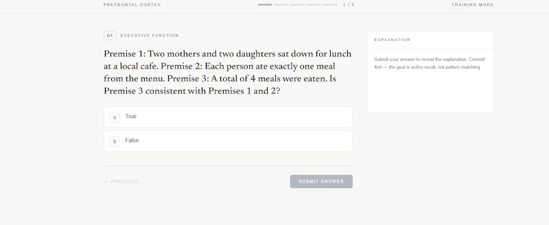 The first metacognitive assessment screenshot 5
