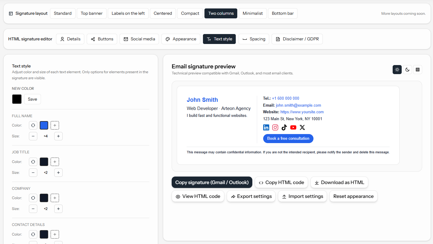 Free HTML Email Signature Generator gallery image