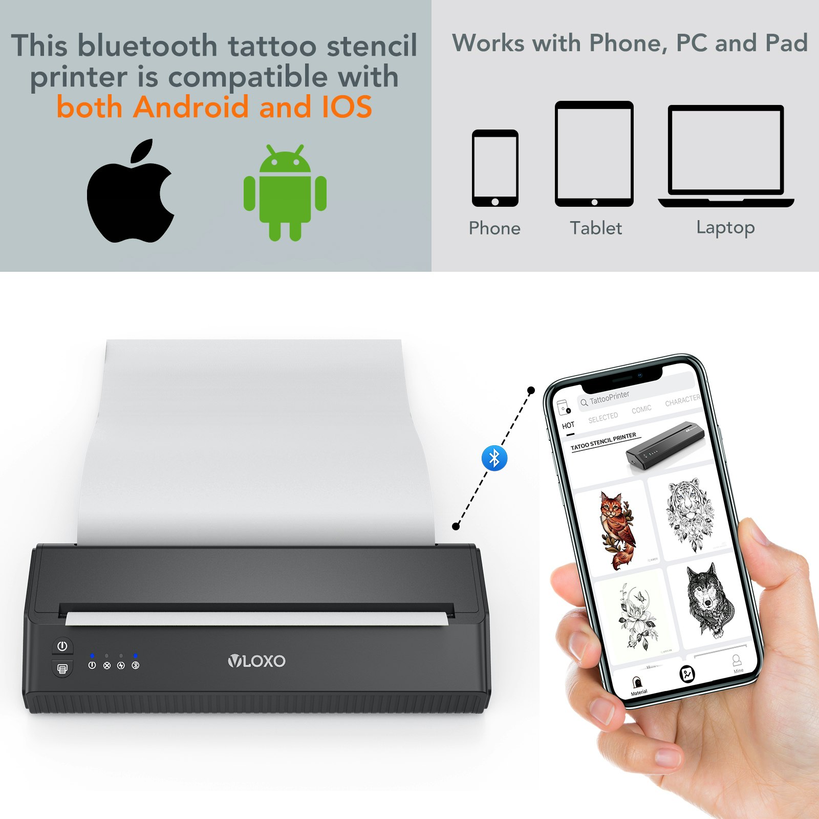 2023 Impresora de plantilla de tatuaje Bluetooth media 2