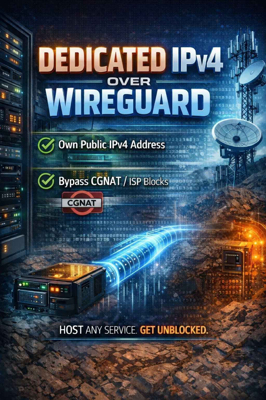 SteadIP — Dedicated IPv4 over WireGuard - Main product screenshot demonstrating key features and user interface