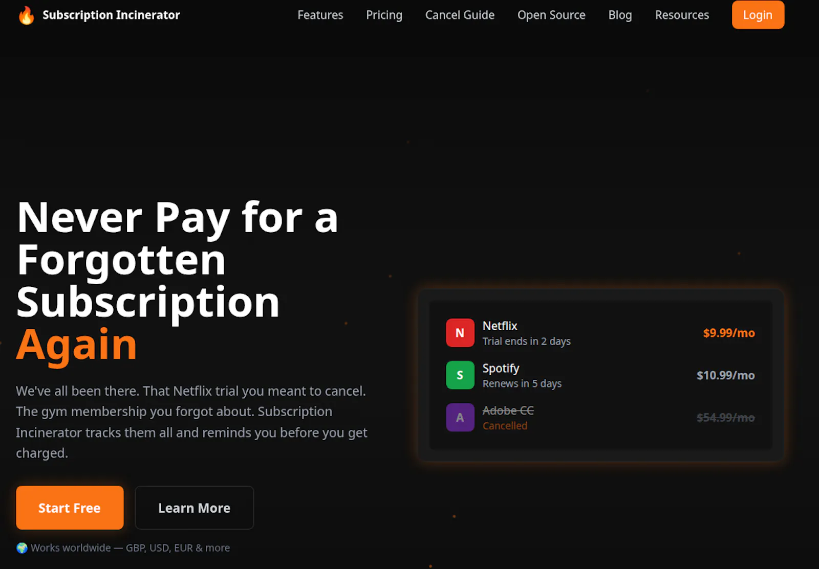 Subscription Incinerator  screenshot 1