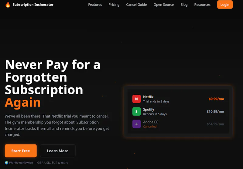 Subscription Incinerator  screenshot 1