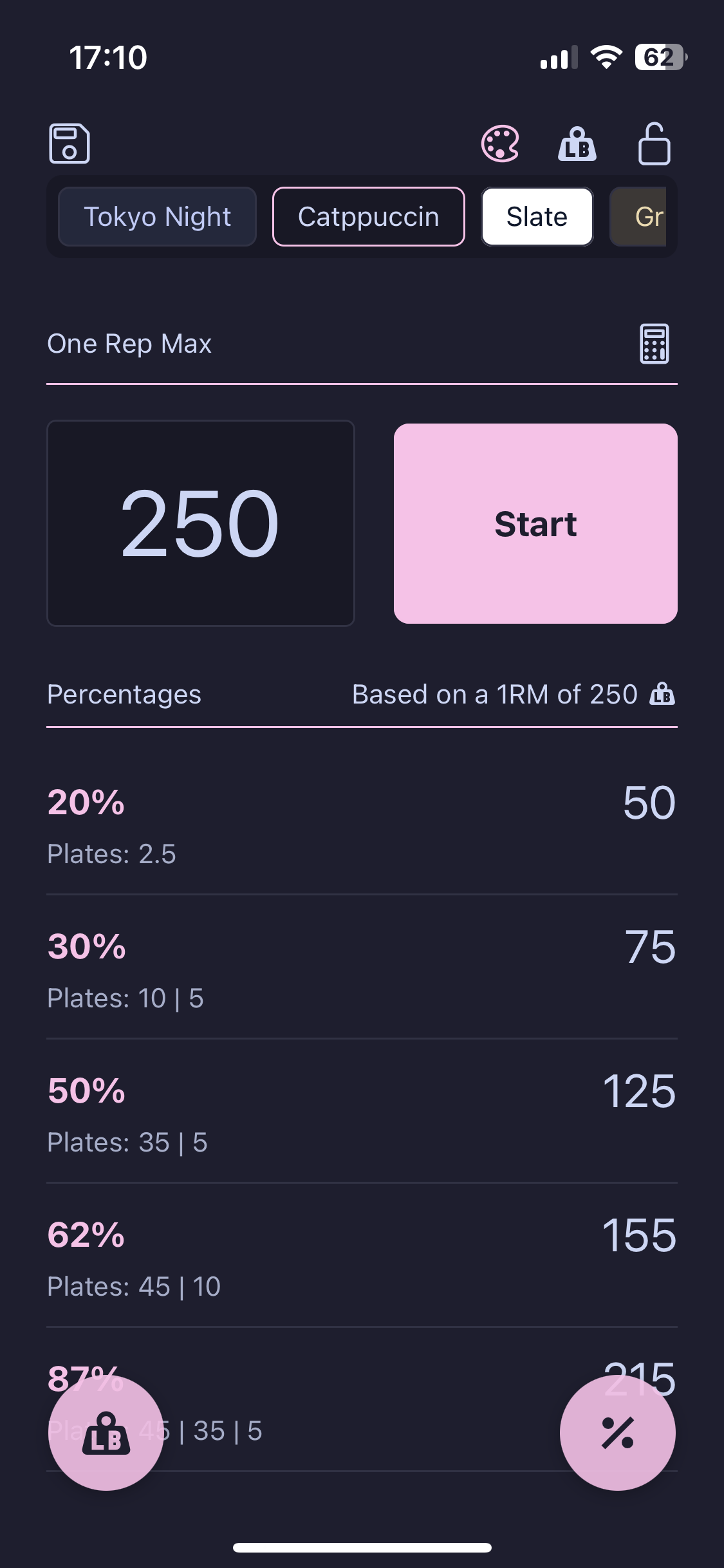 1RM Percentage Workout Calculator - Screenshot 4 showing product features and functionality