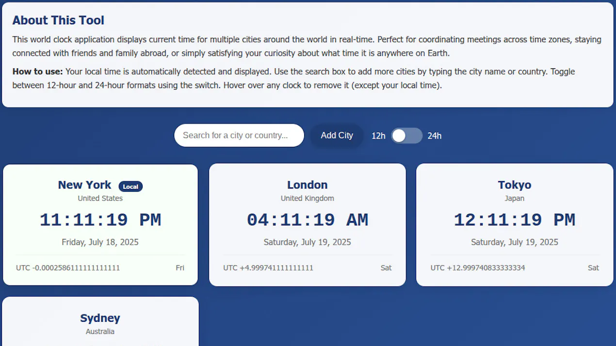 FreeWWW World Clock product