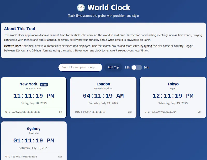 FreeWWW World Clock screenshot 1