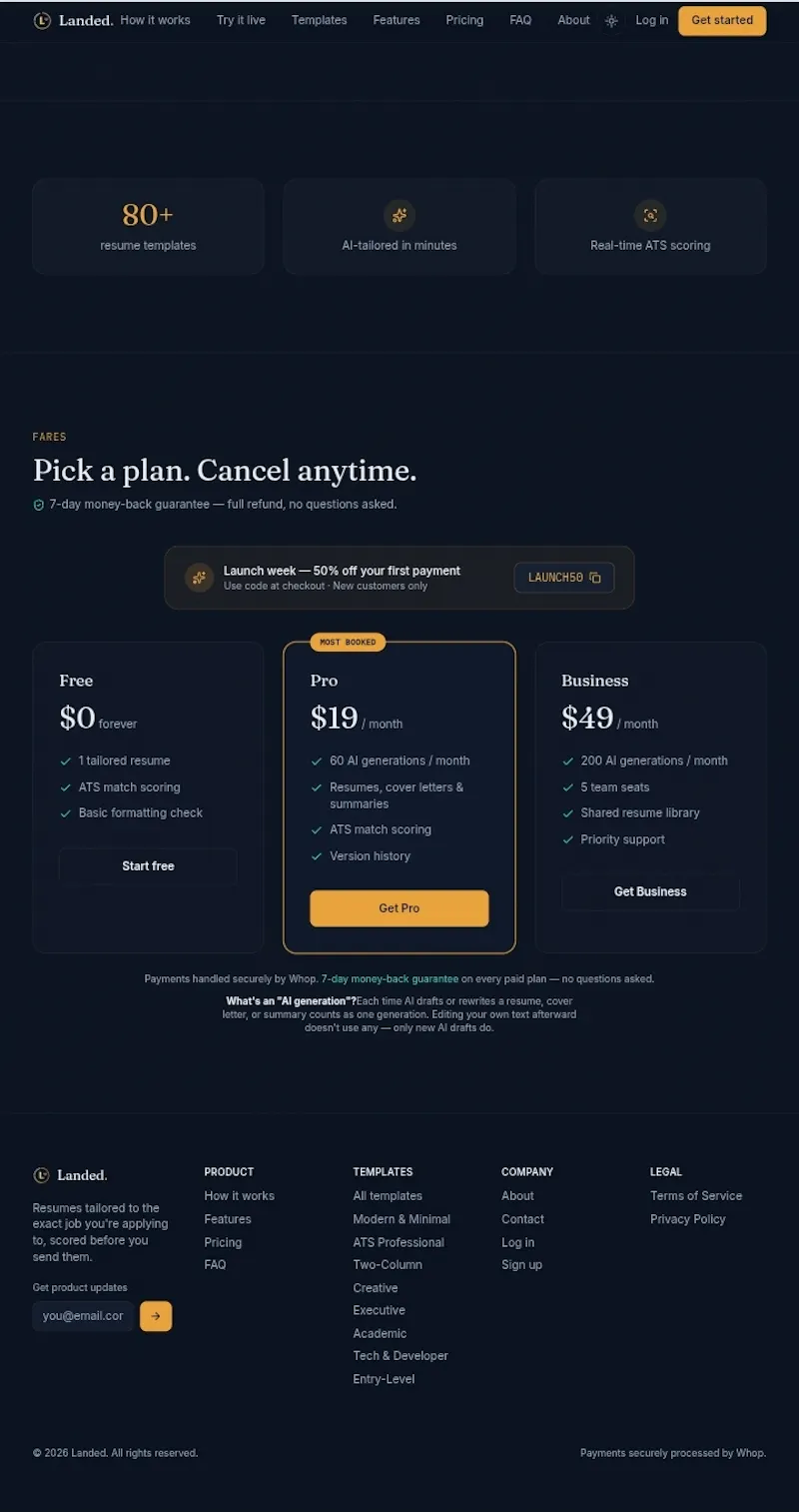 Landed — Resumes that clear the ATS screenshot 4