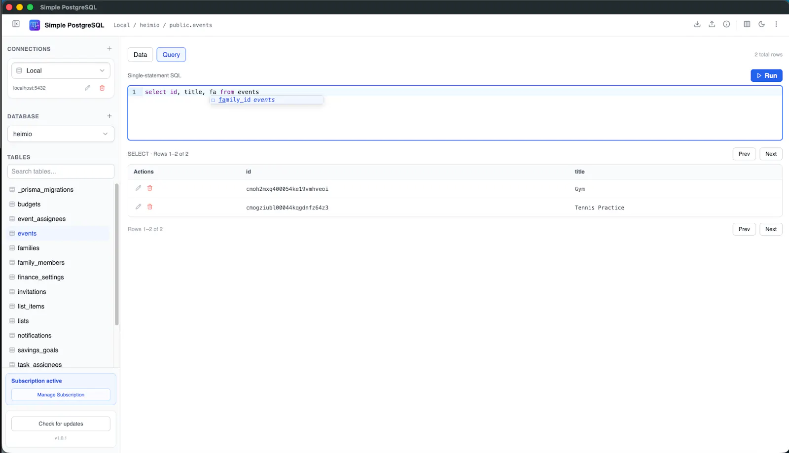SimplePostgreSQL screenshot 5