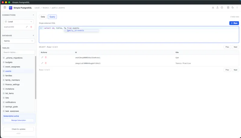 SimplePostgreSQL screenshot 5