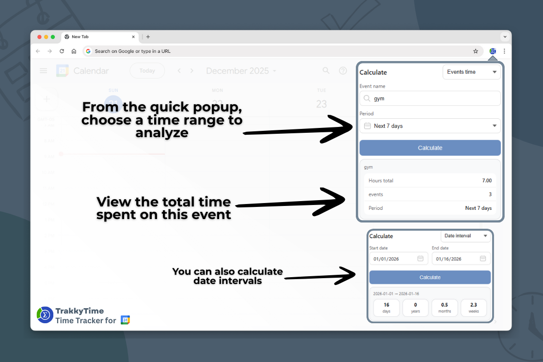TrakkyTime - Screenshot 2 showing product features and functionality
