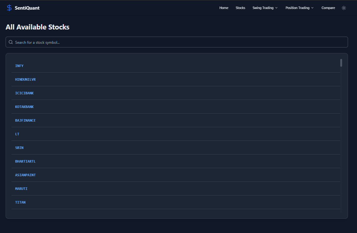 SentiQuant - Screenshot 2 showing product features and functionality
