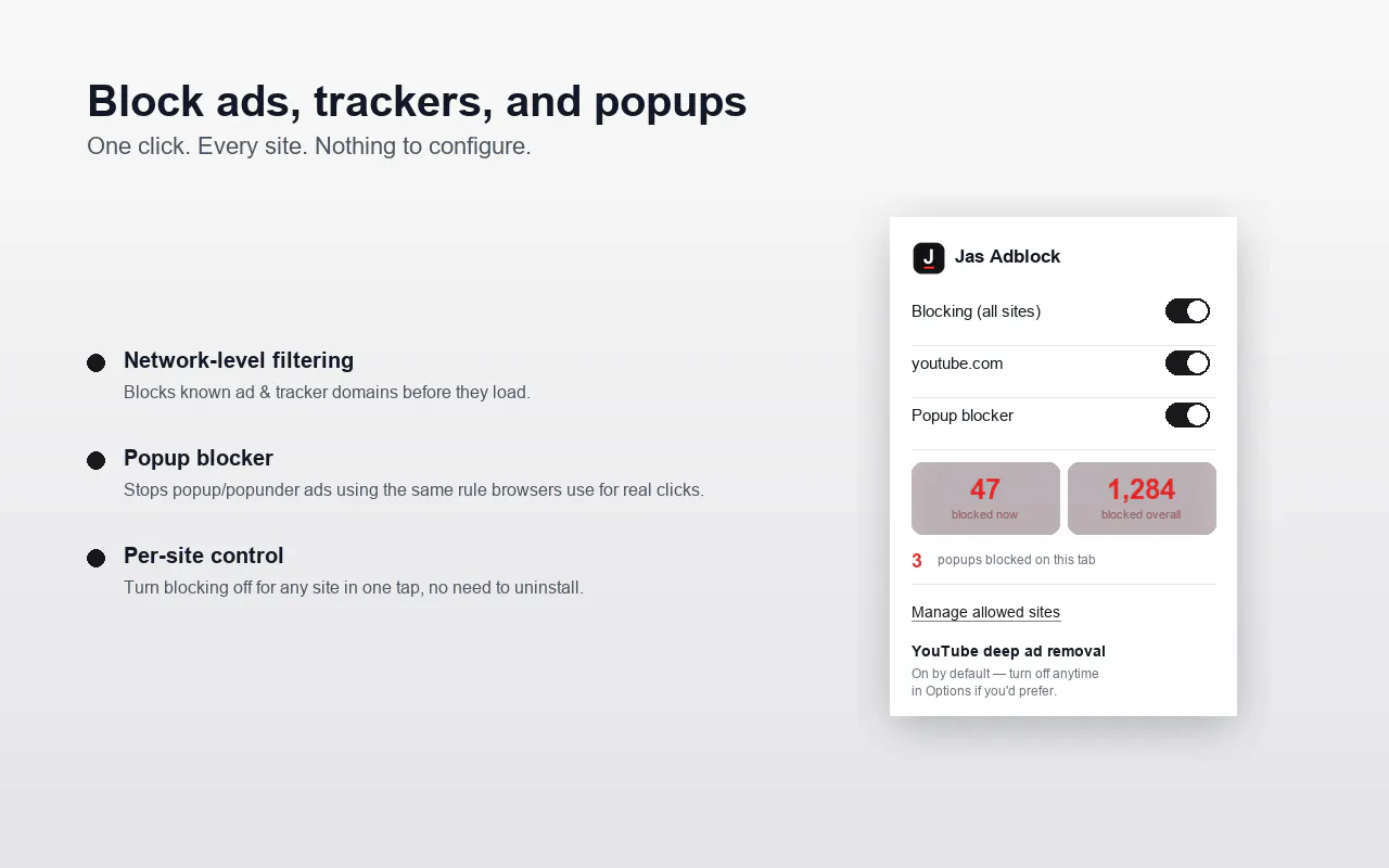 Jas AdBlock - Block Ad, trackers, popups gallery image
