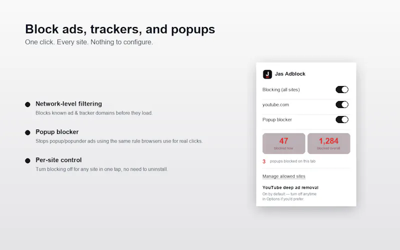 Jas AdBlock - Block Ad, trackers, popups screenshot 4