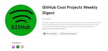 GitHub Cool Projects Weekly Podcast gallery image