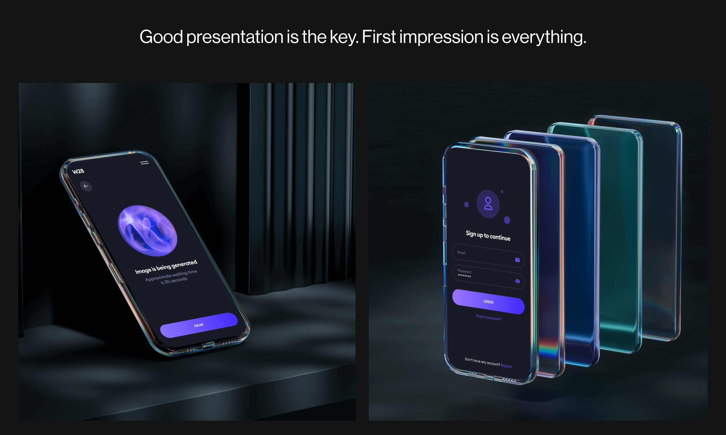 Media Mockups telefon kaca - Peranti mudah alih yang menarik dalam adegan yang bergaya 4