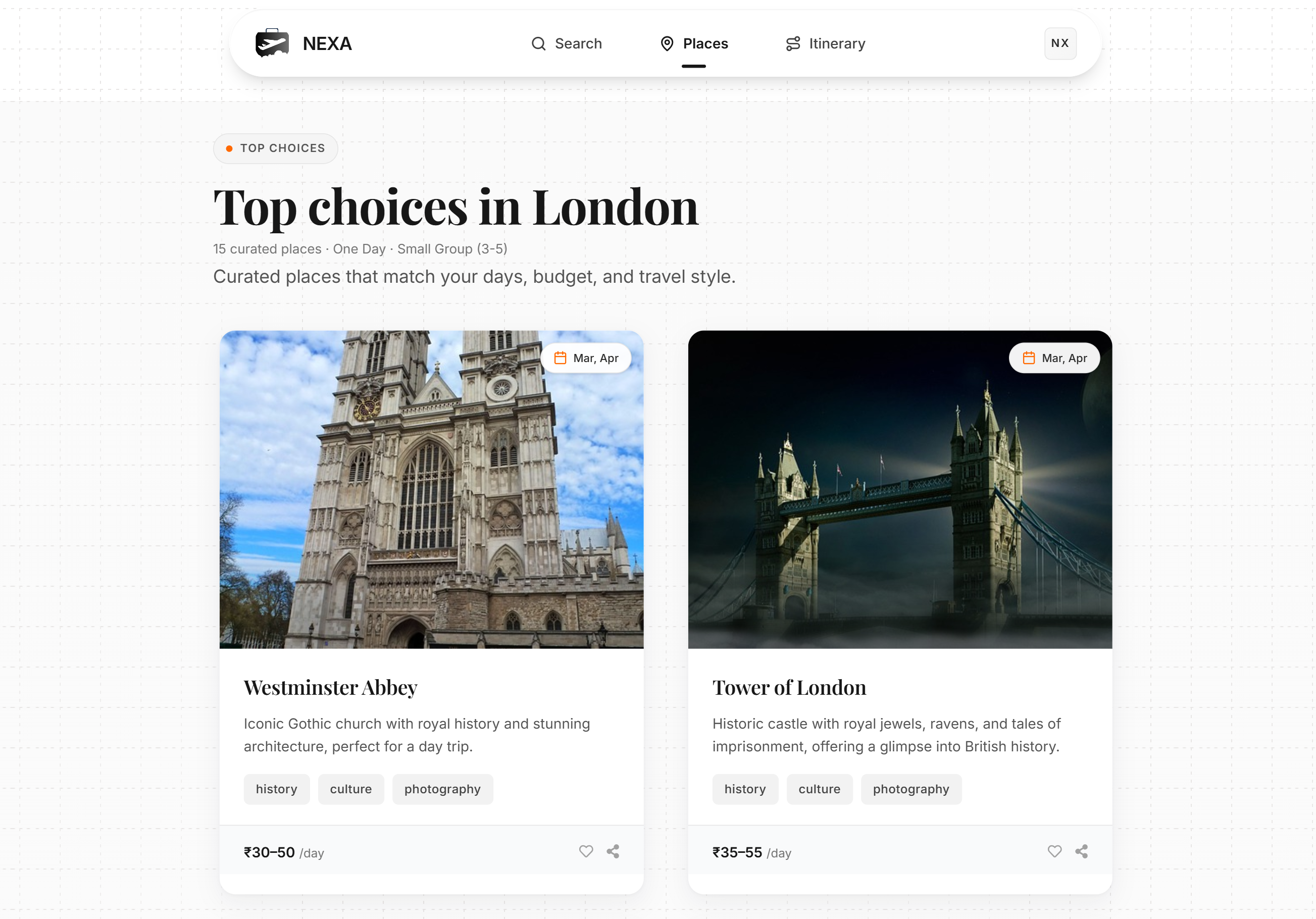 Nexa - Main screenshot showing features and interface