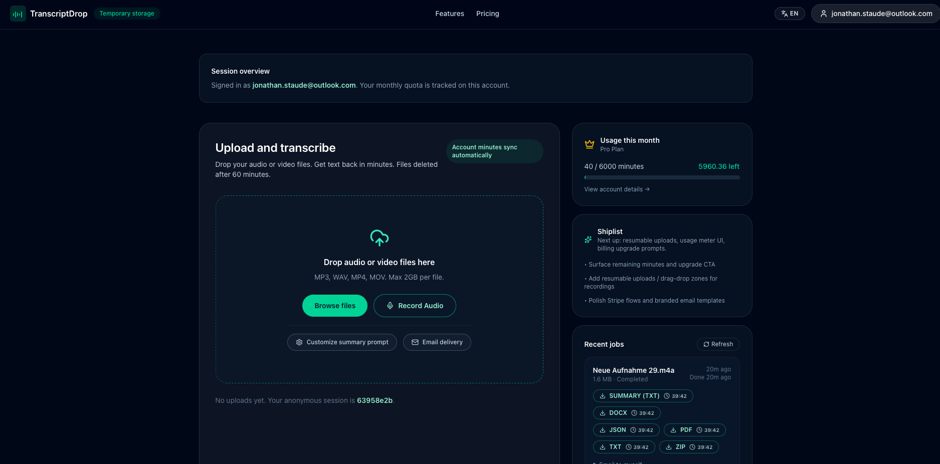 TranscriptDrop gallery image