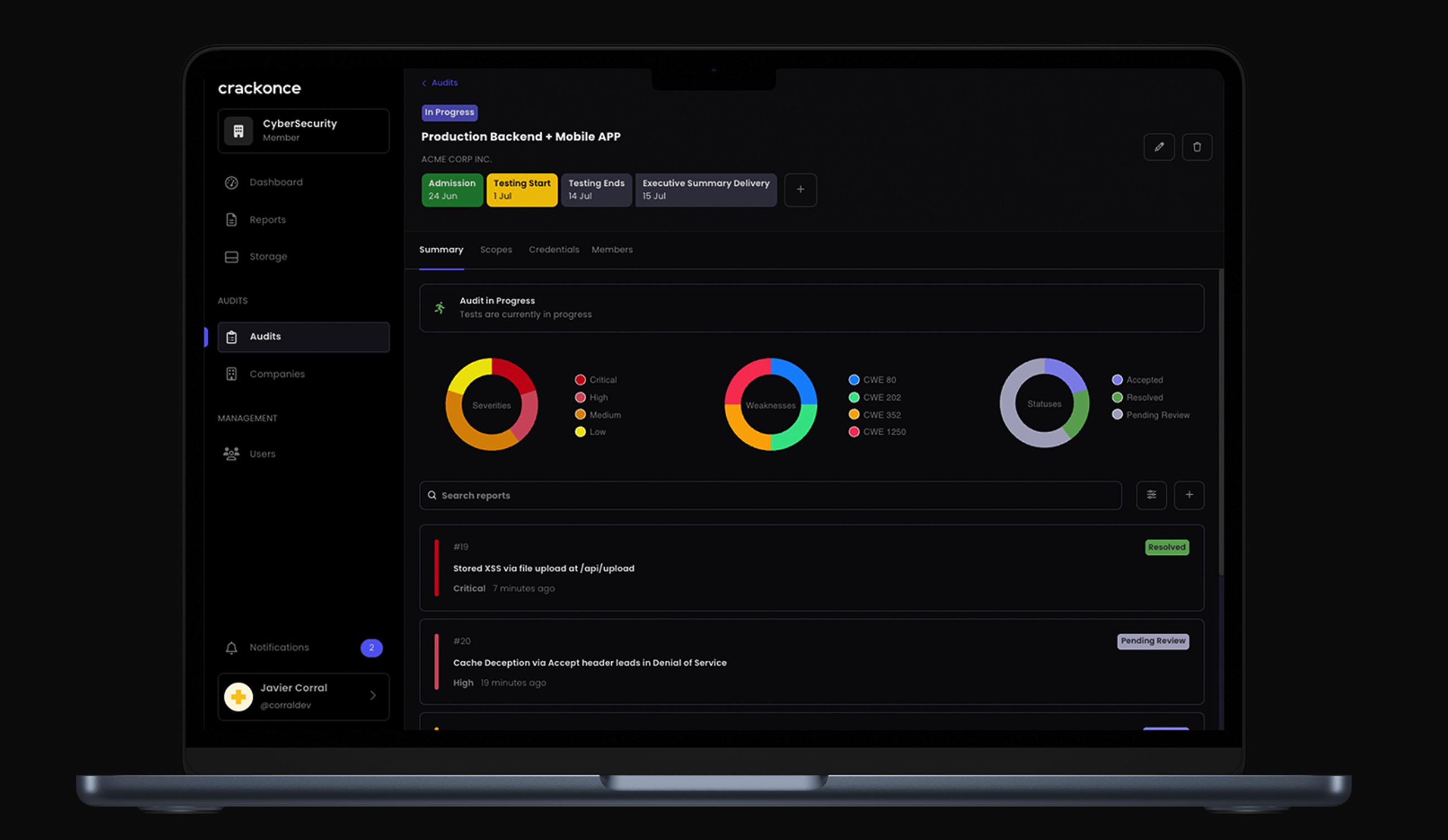 Crackonce - Main screenshot showing features and interface