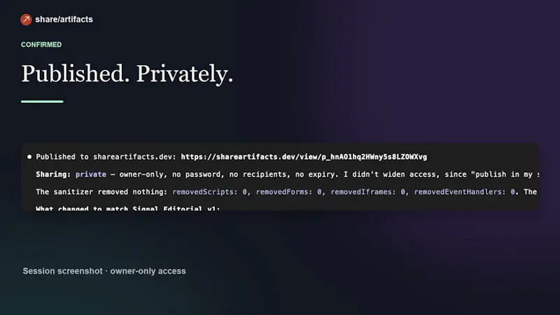 Share Artifacts screenshot 1 (video preview)