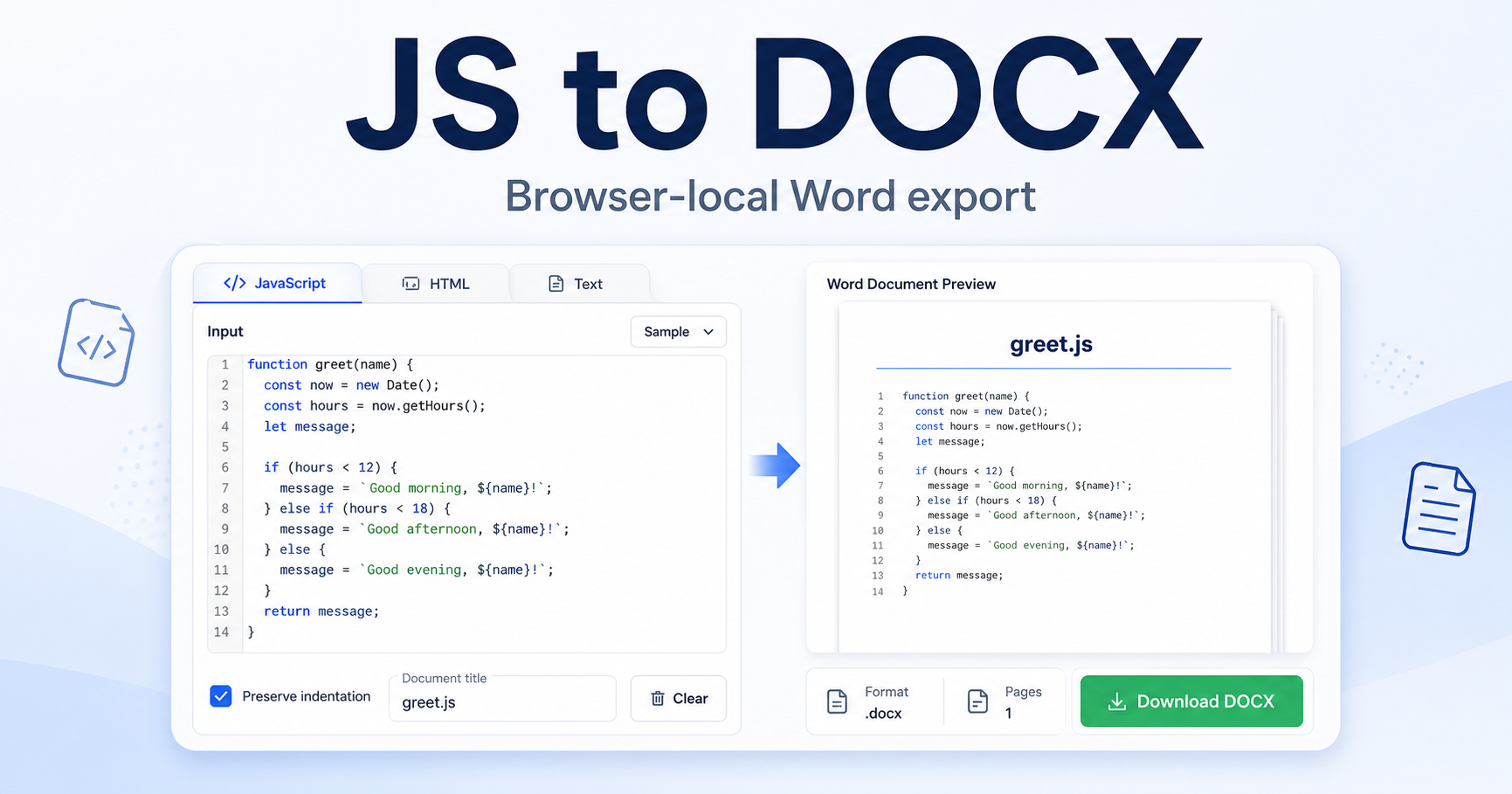 JS to DOCX Generator gallery image