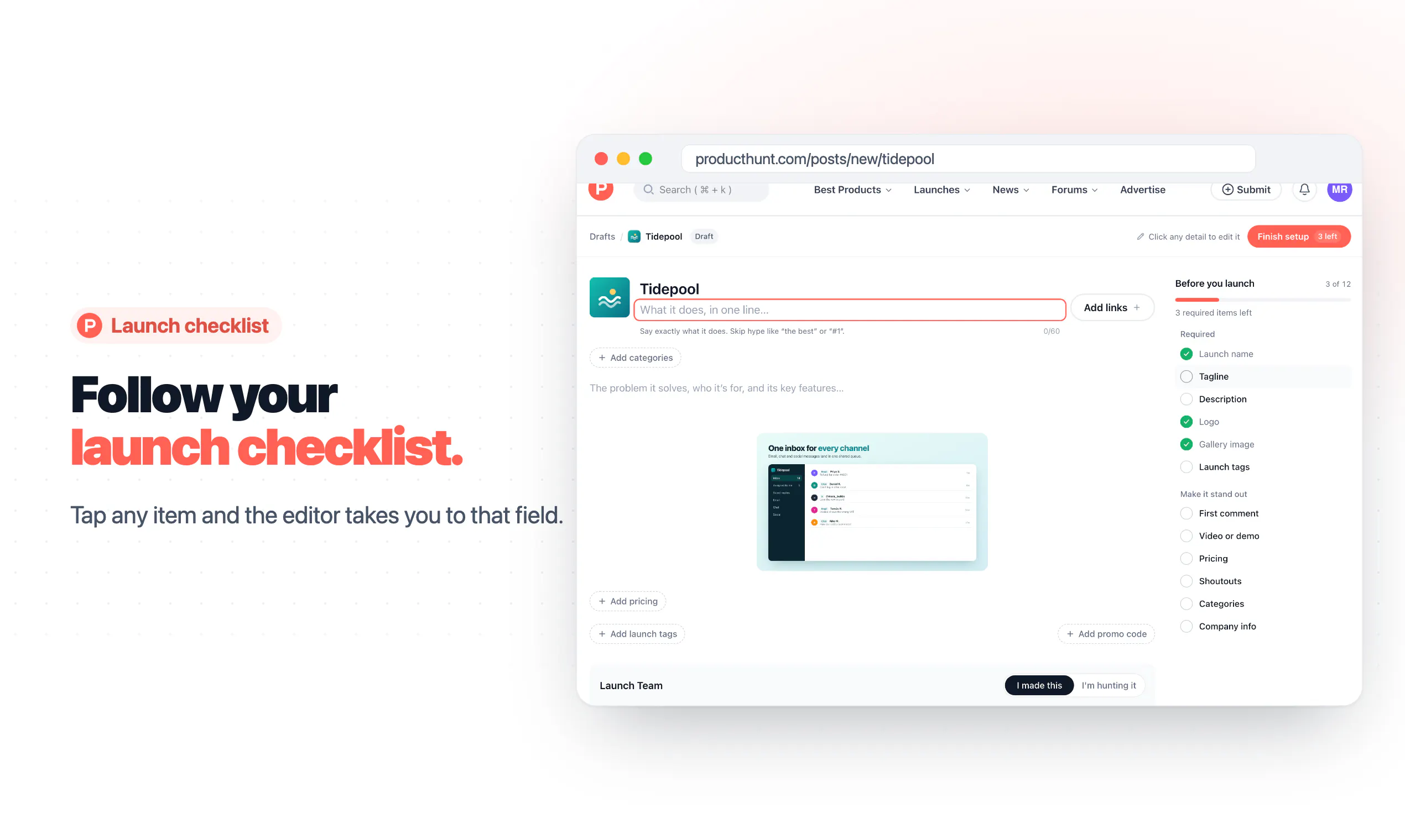 Product Hunt Visual Launch Editor gallery image