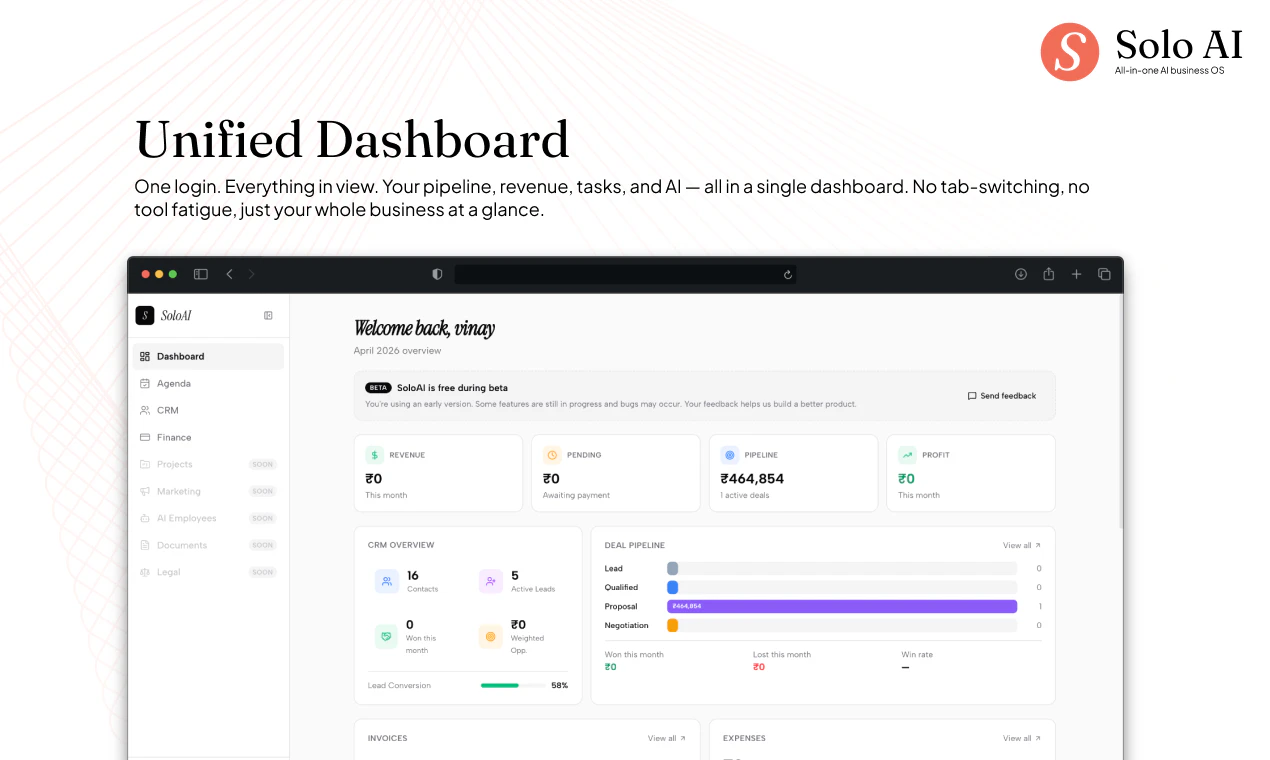SoloAI – AI Business OS for Founders screenshot 1