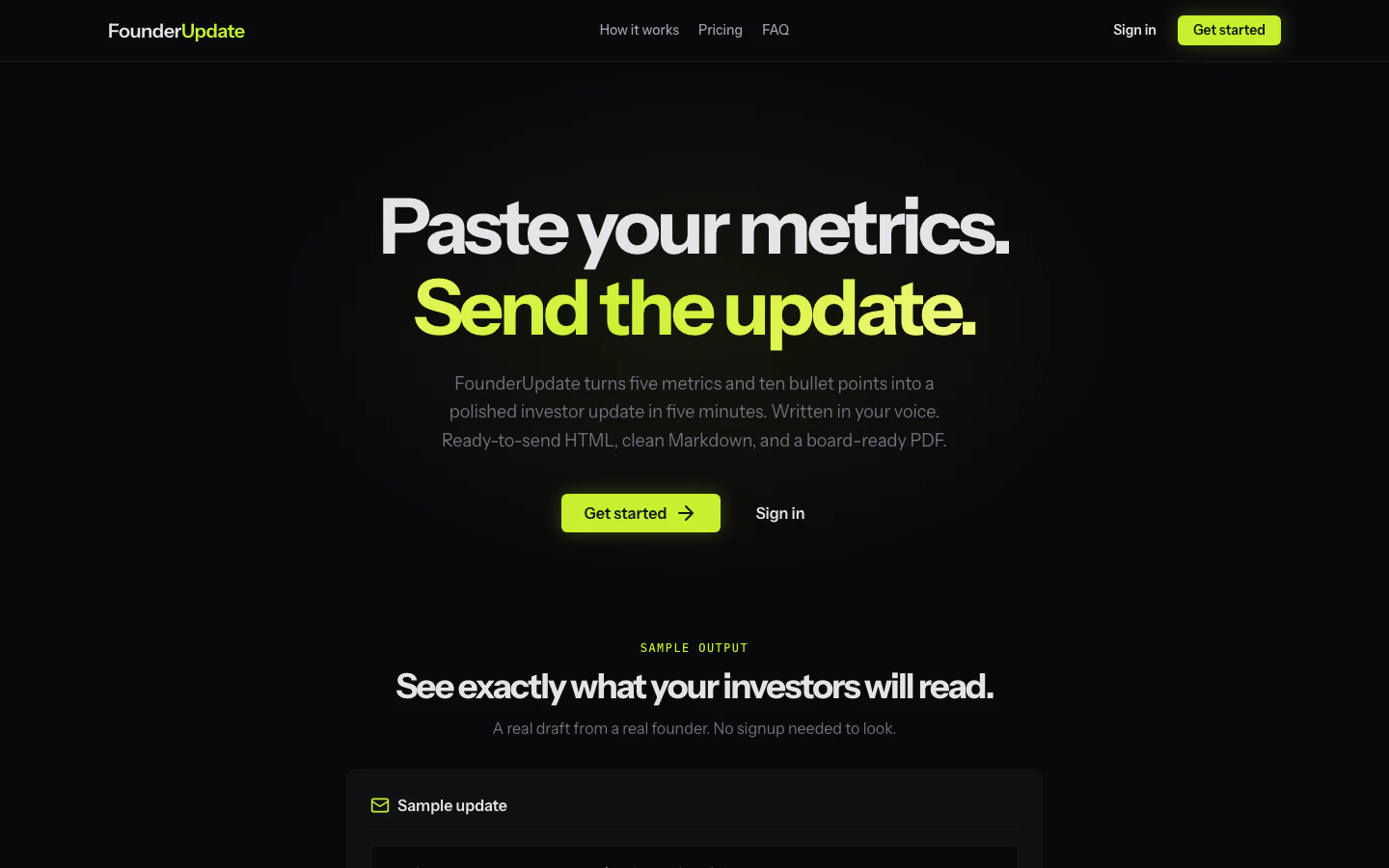 FounderUpdate screenshot 1