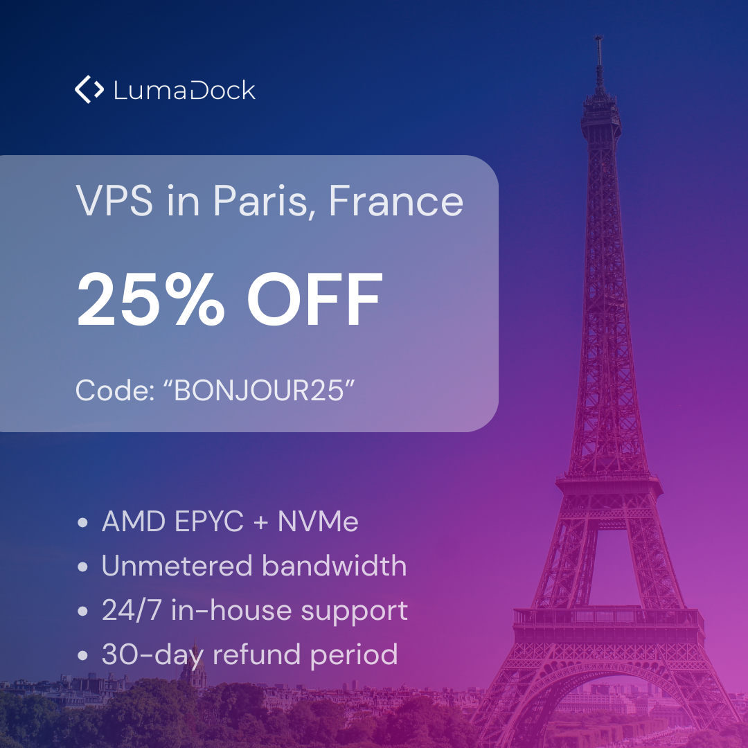 Lumadock - Parijs, Frankrijk VPS -zone - VPS -hosting met NVME SSD vanaf $ 1,49/maand - Lumadock media 1