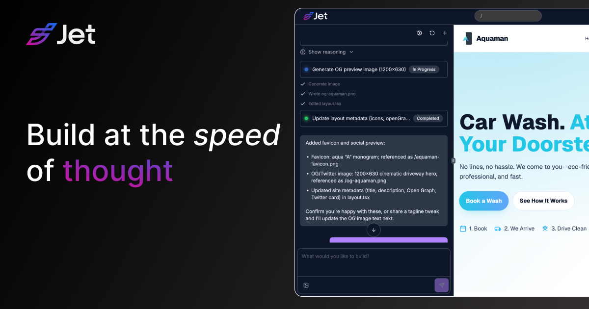 Média Jet - Créer des sites Web, des applications et des flux de travail en discutant avec Jet AI 2