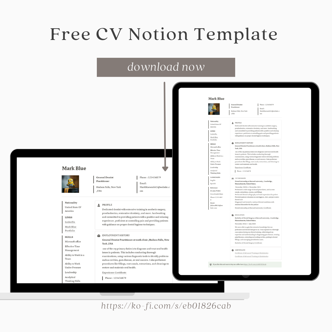 Modèle de notion CV en ligne gratuit