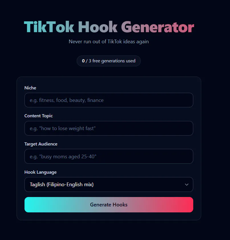 TikTok Hook Generator