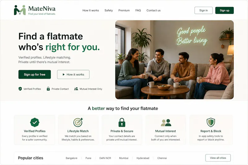 MateNiva — Find your kind of flatmate. screenshot 1
